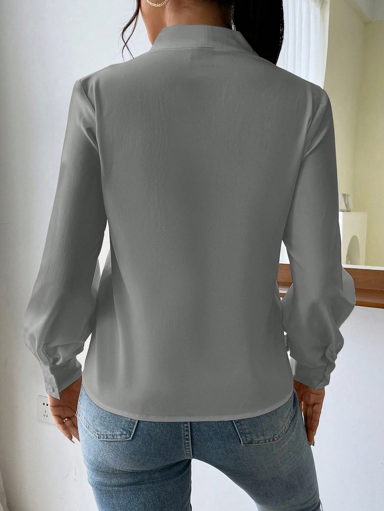 Women's Daily Casual Elegant Fashion Leopard Print V - Neck Long Sleeve Shirt - Negative Apparel