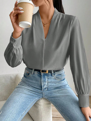 Women's Daily Casual Elegant Fashion Leopard Print V - Neck Long Sleeve Shirt - Negative Apparel