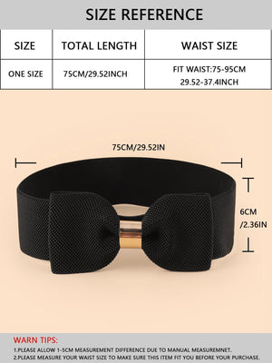 Women's Elastic Belt With Bow-Knot Design, Suitable For Dress Decor - Negative Apparel