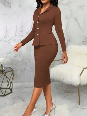 Women's Elegant Daily Commute Suit Skirt Set - Negative Apparel