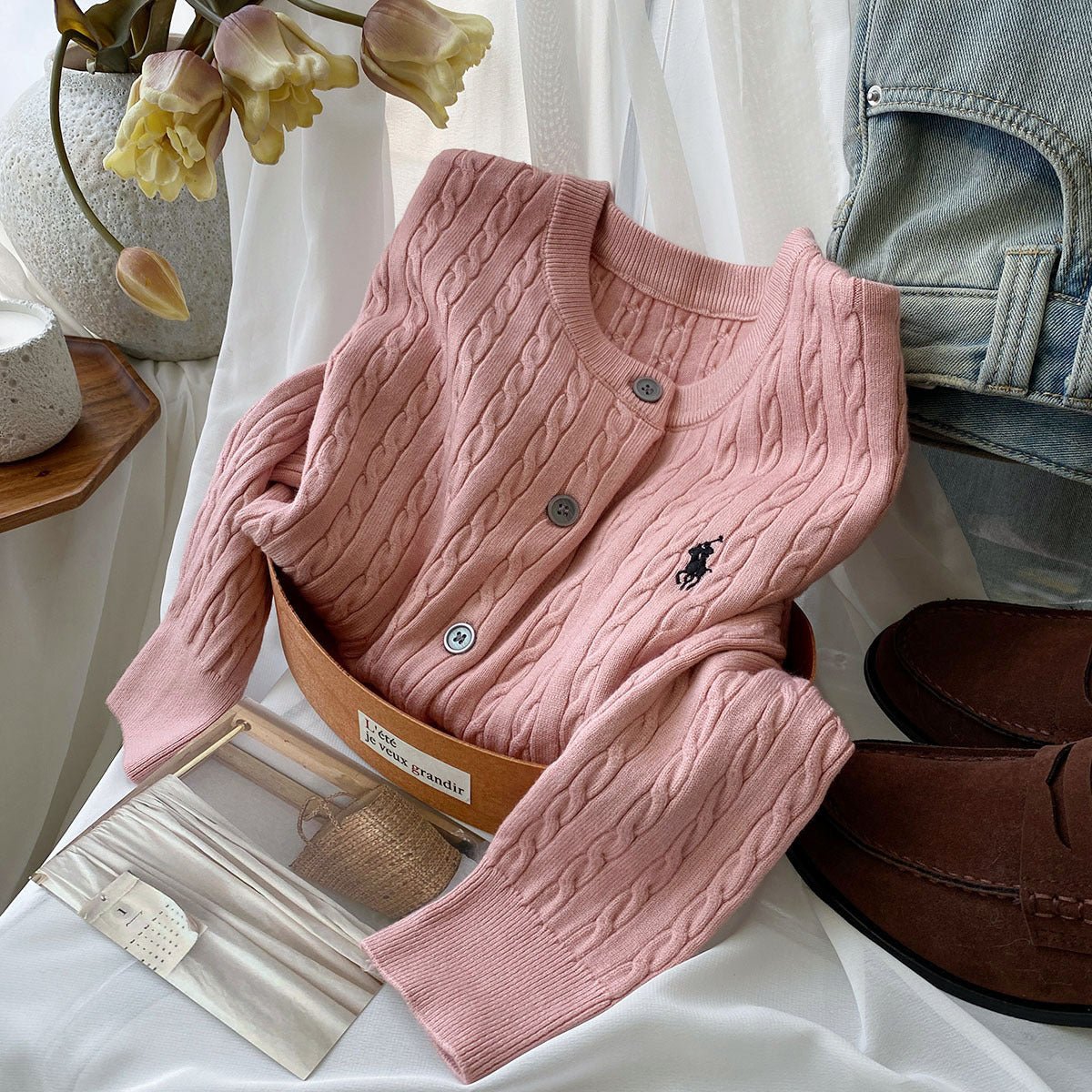 Women’s Embroidered Andy Velvet Cardigan – Soft Gentle Wind Style FD - Negative Apparel