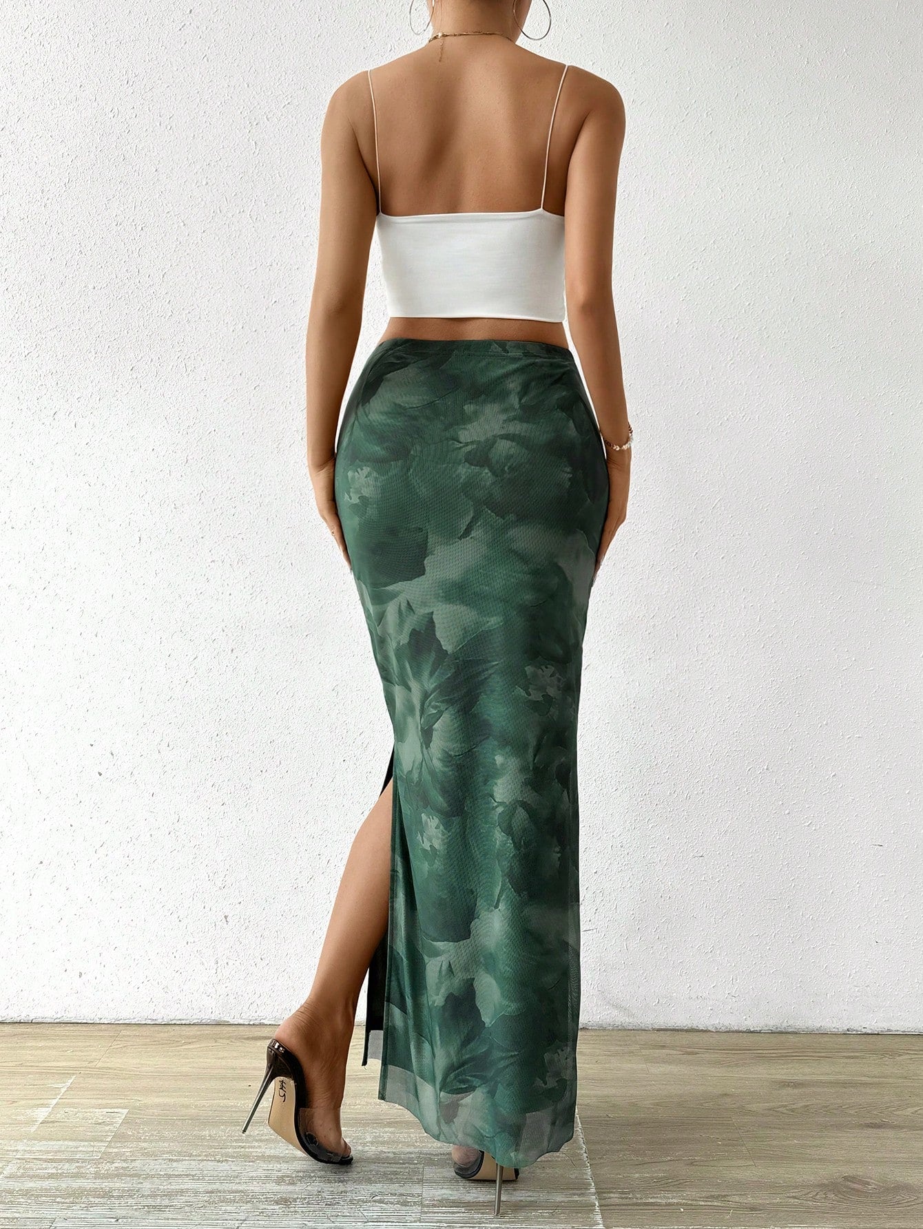 Women's Floral Printed Side Slit Skirt Maxi Women Outfit - Negative Apparel