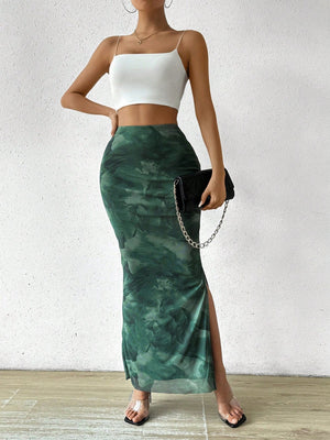 Women's Floral Printed Side Slit Skirt Maxi Women Outfit - Negative Apparel