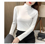 Women’s Half - Turtleneck Long Sleeve Base Shirt | Soft Stretch Pullover Top | Korean Casual Style - Negative Apparel