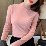 Women’s Half - Turtleneck Long Sleeve Base Shirt | Soft Stretch Pullover Top | Korean Casual Style - Negative Apparel