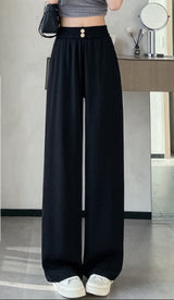 Women’s High - Waist Ice Silk Wide - Leg Pants | Pleated Urban Style Commuter Trousers - Negative Apparel