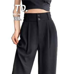 Women’s High - Waist Nine - Point Straight Pants – Sweet & Fresh Street Hipster Style | Summer 2025 Button Accent - Negative Apparel