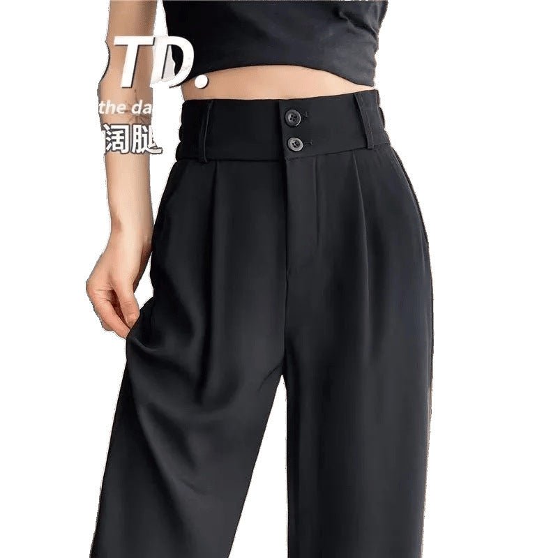 Women’s High - Waist Nine - Point Straight Pants – Sweet & Fresh Street Hipster Style | Summer 2025 Button Accent - Negative Apparel