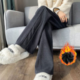 Women’s High - Waist Thick Casual Pants – Straight Korean Style, Autumn 2025 - Negative Apparel