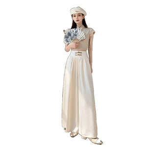 Women’s High - Waist Wide Leg Suit Pants – Sweet & Fresh Street Hipster Style | Summer 2025 Bow Accent - Negative Apparel