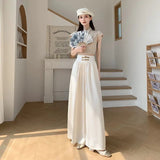 Women’s High - Waist Wide Leg Suit Pants – Sweet & Fresh Street Hipster Style | Summer 2025 Bow Accent - Negative Apparel