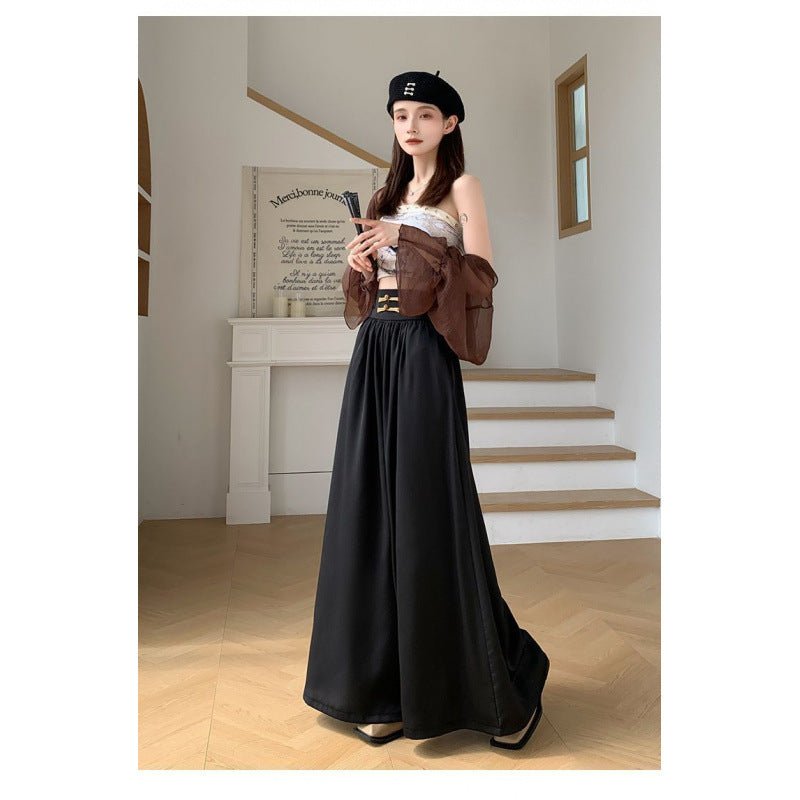 Women’s High - Waist Wide Leg Suit Pants – Sweet & Fresh Street Hipster Style | Summer 2025 Bow Accent - Negative Apparel