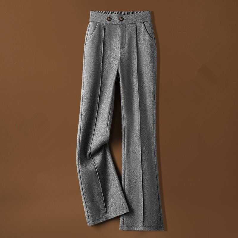 Women’s High - Waist Woolen Casual Pants – Thick Winter Micro - Pull Pants, Temperament Commuter Style - Negative Apparel
