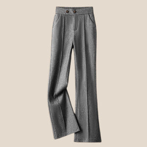 Women’s High - Waist Woolen Casual Pants – Thick Winter Micro - Pull Pants, Temperament Commuter Style - Negative Apparel