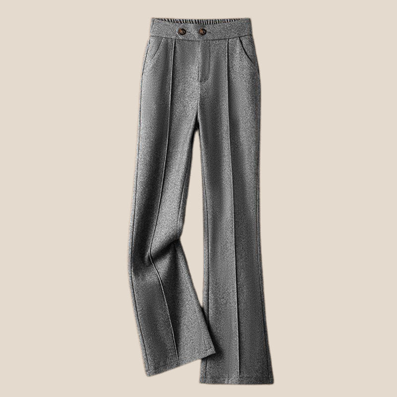 Women’s High - Waist Woolen Casual Pants – Thick Winter Micro - Pull Pants, Temperament Commuter Style - Negative Apparel