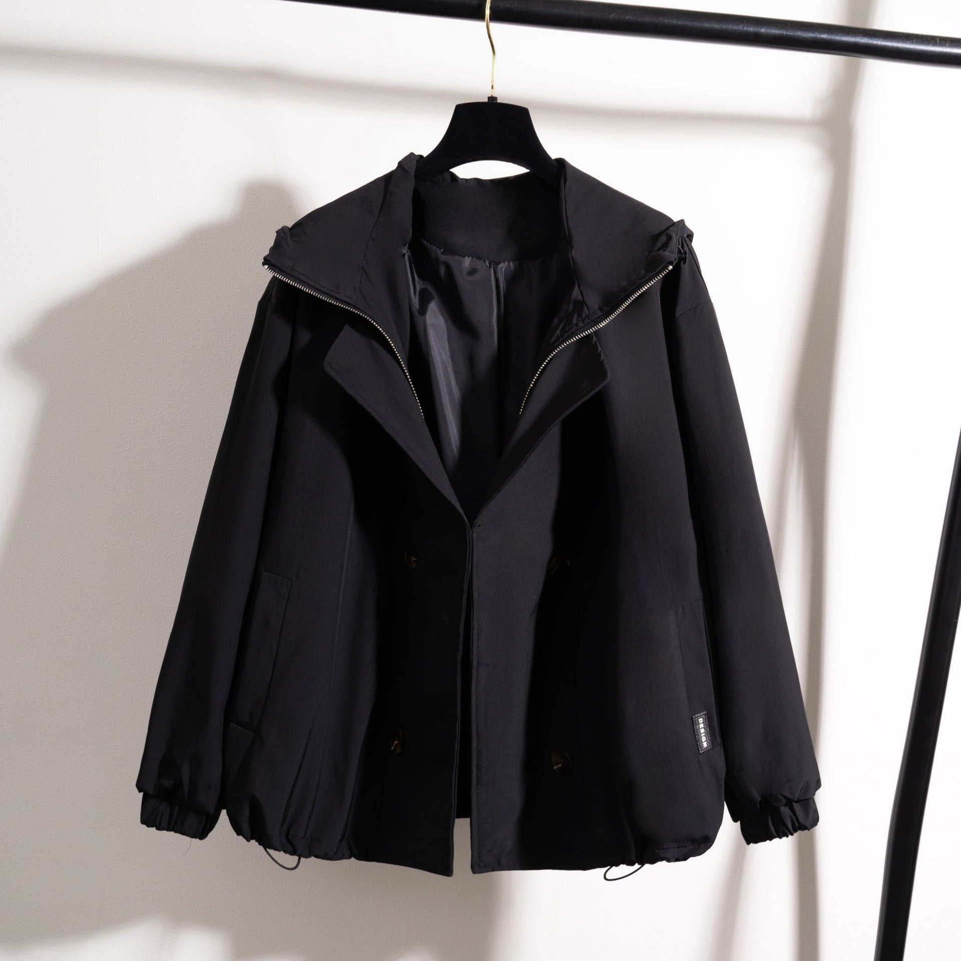 Women’s Hooded Zipper Light Weight Jacket – Slim Fit Polyester Outerwear | Elegant Commuter Style - Negative Apparel