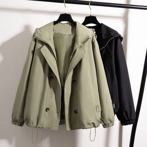 Women’s Hooded Zipper Light Weight Jacket – Slim Fit Polyester Outerwear | Elegant Commuter Style - Negative Apparel