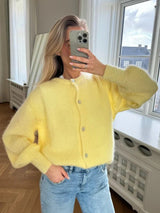 Women’s Ice Cream Color Mohair Cardigan | Soft Pastel Knit Sweater | Korean Style Thick Button - Up Autumn 2025 - Negative Apparel