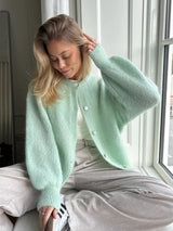 Women’s Ice Cream Color Mohair Cardigan | Soft Pastel Knit Sweater | Korean Style Thick Button - Up Autumn 2025 - Negative Apparel
