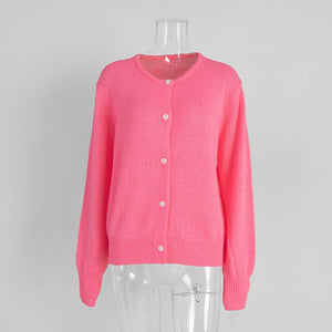 Women’s Ice Cream Color Mohair Cardigan | Soft Pastel Knit Sweater | Korean Style Thick Button - Up Autumn 2025 - Negative Apparel