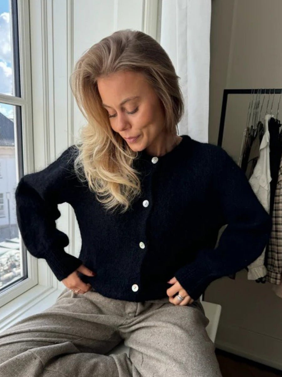 Women’s Ice Cream Color Mohair Cardigan | Soft Pastel Knit Sweater | Korean Style Thick Button - Up Autumn 2025 - Negative Apparel