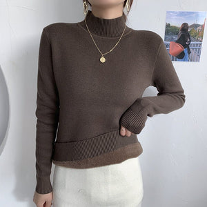 Women’s Integrated Fleece Semi - Turtleneck Sweater – Cozy Loose - Fit Pullover - Negative Apparel