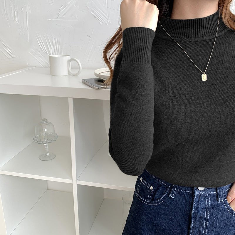 Women’s Integrated Fleece Semi - Turtleneck Sweater – Cozy Loose - Fit Pullover - Negative Apparel