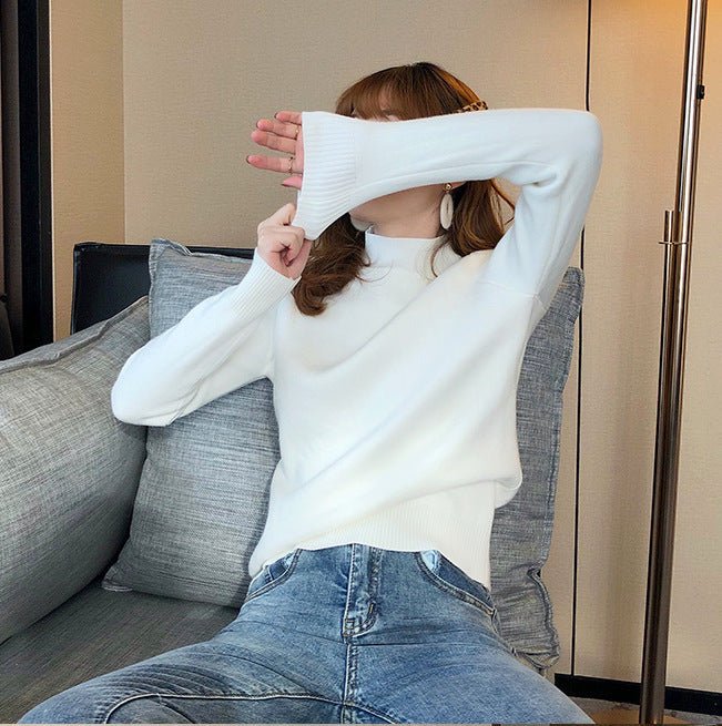 Women’s Integrated Fleece Semi - Turtleneck Sweater – Cozy Loose - Fit Pullover - Negative Apparel