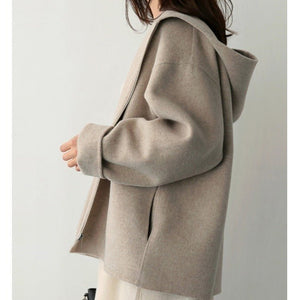 Women’s Japanese - Style Hooded Wool Jacket – Loose Fit Zipper Coat | Winter 2025 Casual Outerwear - Negative Apparel