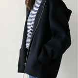 Women’s Japanese - Style Hooded Wool Jacket – Loose Fit Zipper Coat | Winter 2025 Casual Outerwear - Negative Apparel