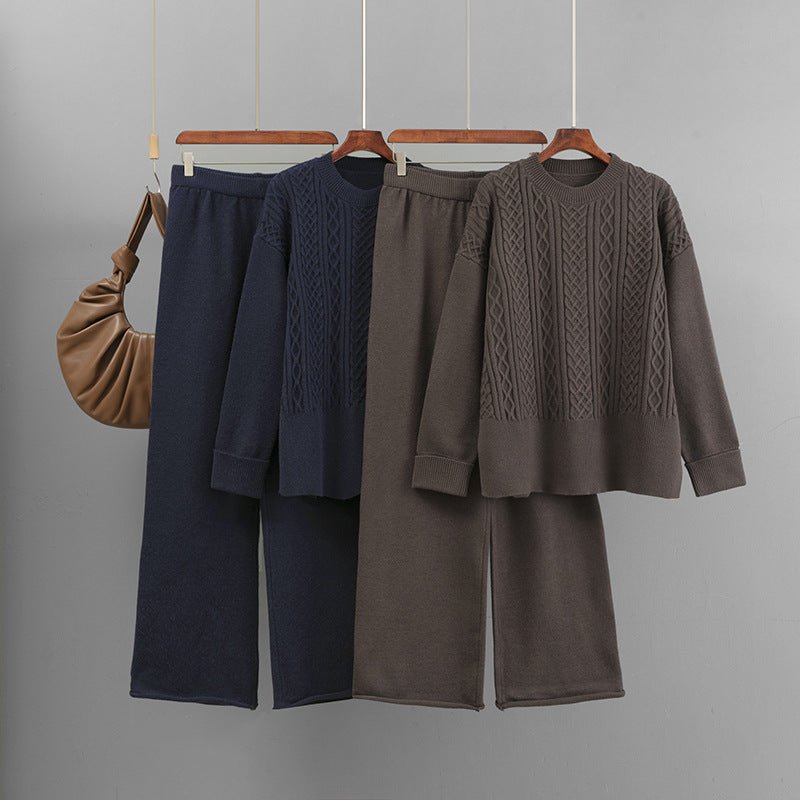 Women's knitted fashion suit women's new twist sweater + casual pants two - piece set in autumn and winter - Negative Apparel