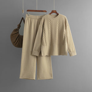 Women's knitted fashion suit women's new twist sweater + casual pants two - piece set in autumn and winter - Negative Apparel