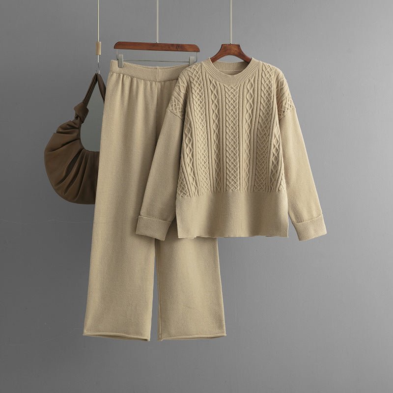 Women's knitted fashion suit women's new twist sweater + casual pants two - piece set in autumn and winter - Negative Apparel