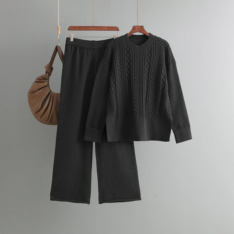 Women's knitted fashion suit women's new twist sweater + casual pants two - piece set in autumn and winter - Negative Apparel