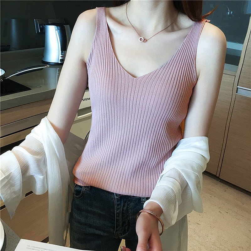 Women’s Knitted Viscose Slim - Fit Sling Top – Elegant Commuter Style - Negative Apparel