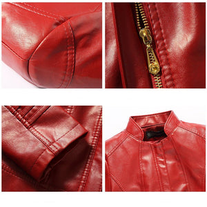 Women's leather jacket 2025 new spring casual short large size leather jacket - Negative Apparel