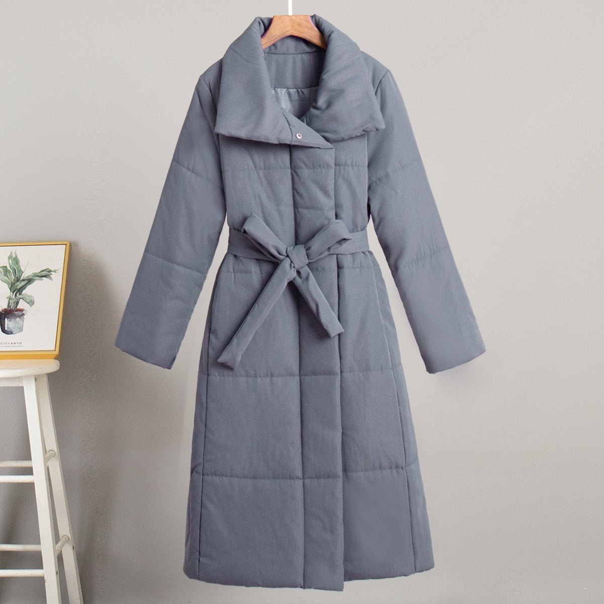 Women’s Long Belted Cotton - Padded Coat | Thick Warm Winter Jacket | Loose Fit Street Style - Negative Apparel