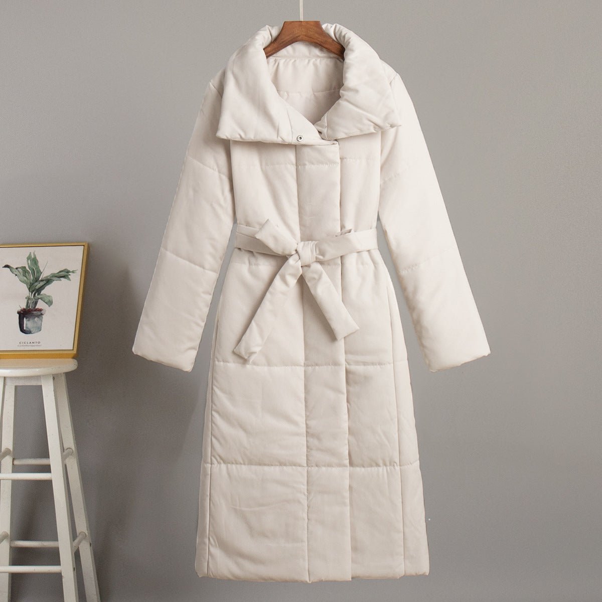 Women’s Long Belted Cotton - Padded Coat | Thick Warm Winter Jacket | Loose Fit Street Style - Negative Apparel