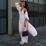 Women’s Long Plush Cardigan Sweater | Thick Nylon Knit | V - Neck Cozy Outerwear | Korean Casual Style | Autumn 2025 Fashion - Negative Apparel