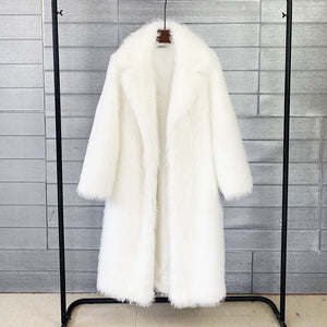 Women's long Toka faux fur suit collar coat faux fur faux fur jacket - Negative Apparel