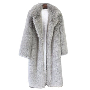 Women's long Toka faux fur suit collar coat faux fur faux fur jacket - Negative Apparel