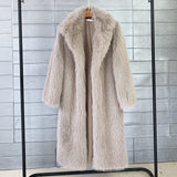 Women's long Toka faux fur suit collar coat faux fur faux fur jacket - Negative Apparel