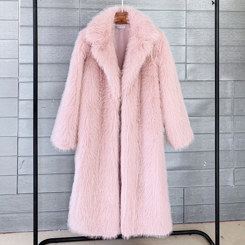 Women's long Toka faux fur suit collar coat faux fur faux fur jacket - Negative Apparel