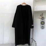 Women’s Long Wool Blend Knit Cardigan | V - Neck Lazy Fit Sweater Coat - Negative Apparel