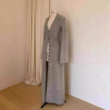 Women’s Long Wool Blend V - Neck Cardigan | Urban Commuter Style Knitwear Coat - Negative Apparel