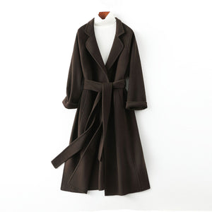 Women’s Long Wool Coat – British Style Elegant Outerwear | Extra Long Warm Woolen Overcoat for Autumn Winter 2025 - Negative Apparel