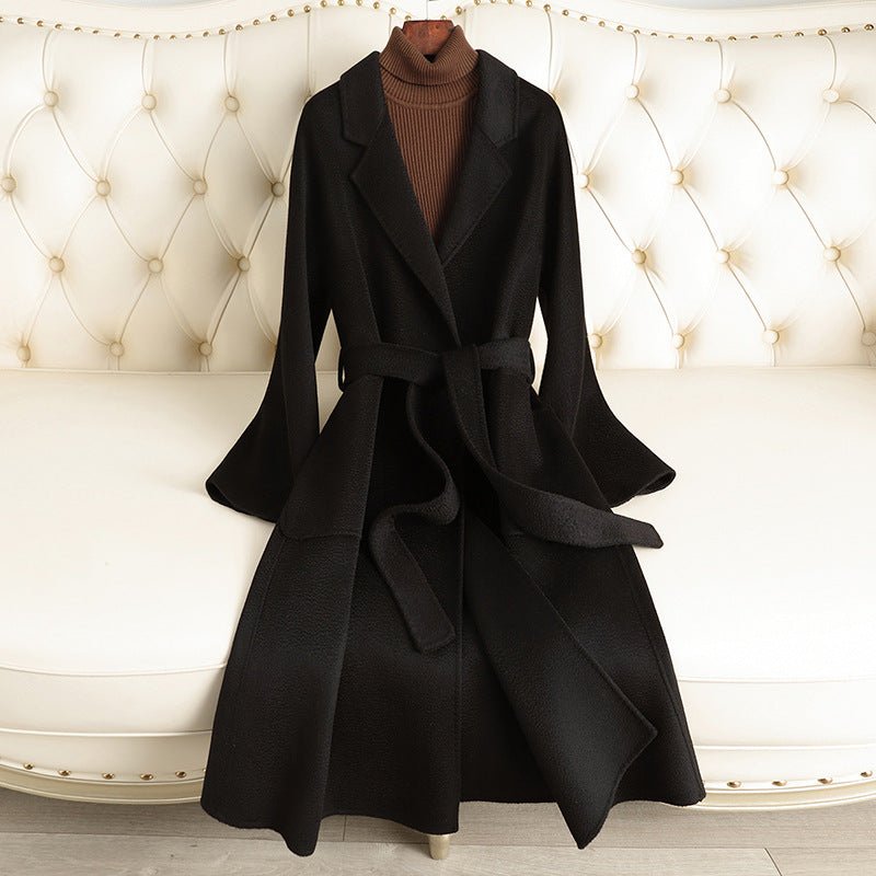 Women’s Long Wool Coat – Handmade Belted British Style Overcoat | 100% Wool Autumn 2025 Collection - Negative Apparel