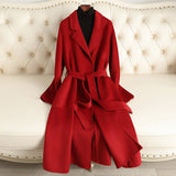 Women’s Long Wool Coat – Handmade Belted British Style Overcoat | 100% Wool Autumn 2025 Collection - Negative Apparel