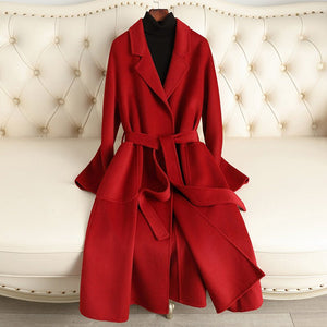 Women’s Long Wool Coat – Handmade Belted British Style Overcoat | 100% Wool Autumn 2025 Collection - Negative Apparel