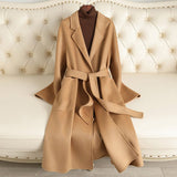 Women’s Long Wool Coat – Handmade Belted British Style Overcoat | 100% Wool Autumn 2025 Collection - Negative Apparel